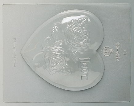 Форма для шок. украшений "Сердце с розами", 1 ячейка 155х160хh32мм