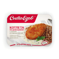 Котлета по-домашнему с гречкой и грибным соусом Сытоедов (готовый обед) замороженный, 300гр.