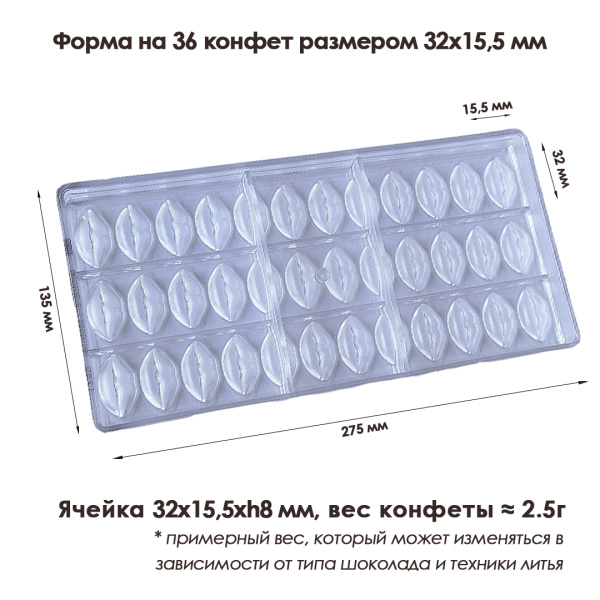 Форма для конфет Chocolate World® "Губы" 421726