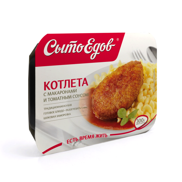 Котлета с макаронами и томатным соусом Сытоедов (готовый обед) замороженный, 300гр.