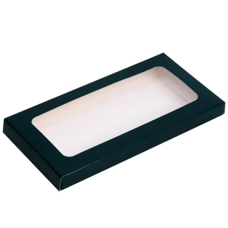 Коробка для шоколадной плитки Chocolate Window Black с окном черная, 180х90х15мм