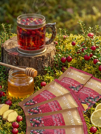 Чай клюквенный с имбирем (40 г), коробка 25 шт
