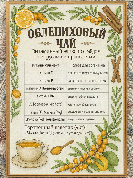 Чай облепиховый (40 г), коробка 25 шт
