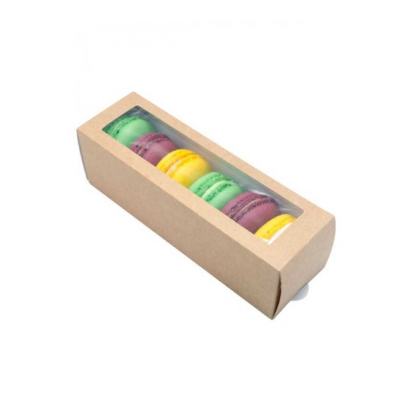Коробка для макаронс (на 6 шт), крафт 180х55х h55 мм