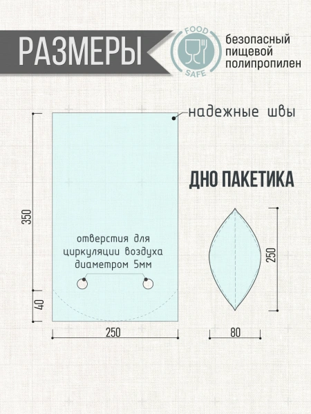Пакет для кулича 250х350 мм с дном, 100шт/уп.
