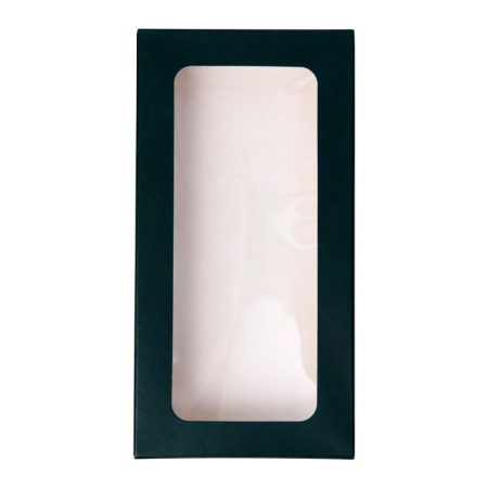 Коробка для шоколадной плитки Chocolate Window Black с окном черная, 180х90х15мм