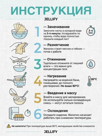 Желатин листовой говяжий JELLIFY 180, 1 кг (200 листов)