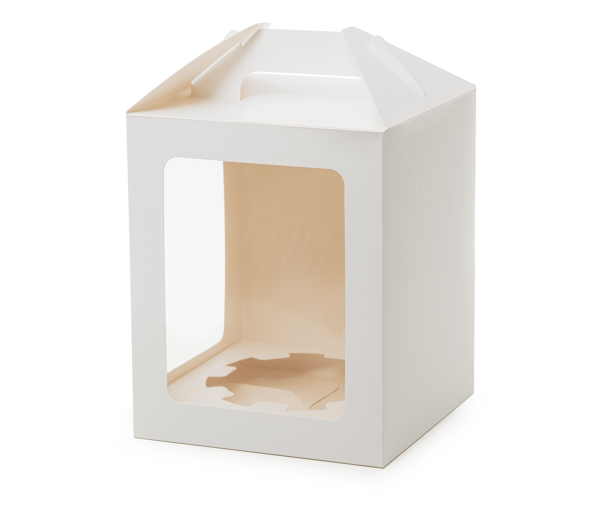 Коробка для кулича c ручкой и окошком, 180х180х h220 мм