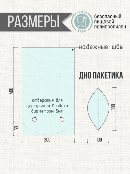 Пакет для кулича 300х400 мм с дном, 100шт/уп.